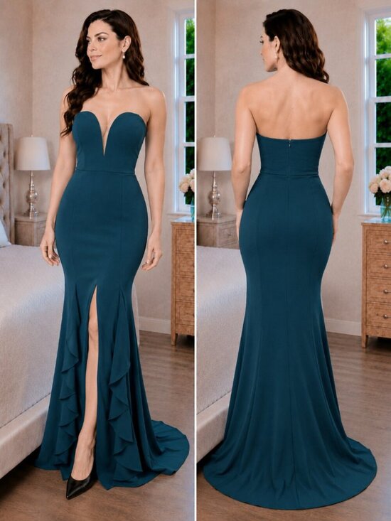 Symphony Dresses & Skirts - NWT Symphony Teal Green Ruffled Strapless Formal Gown $178